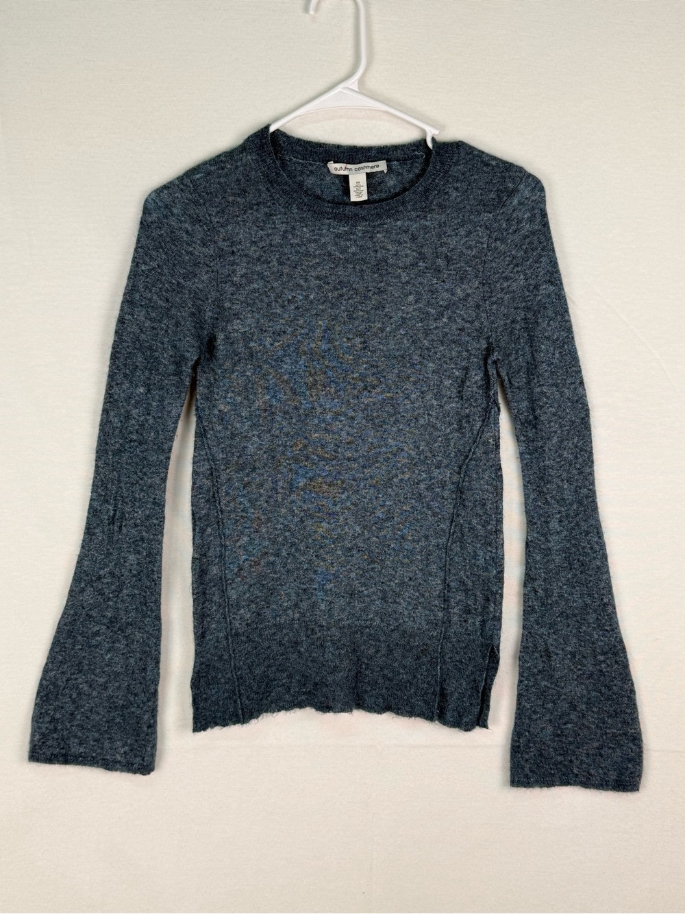 Autumn Cashmere Heathered Blue Crewneck Sweater- cashmere silk blend